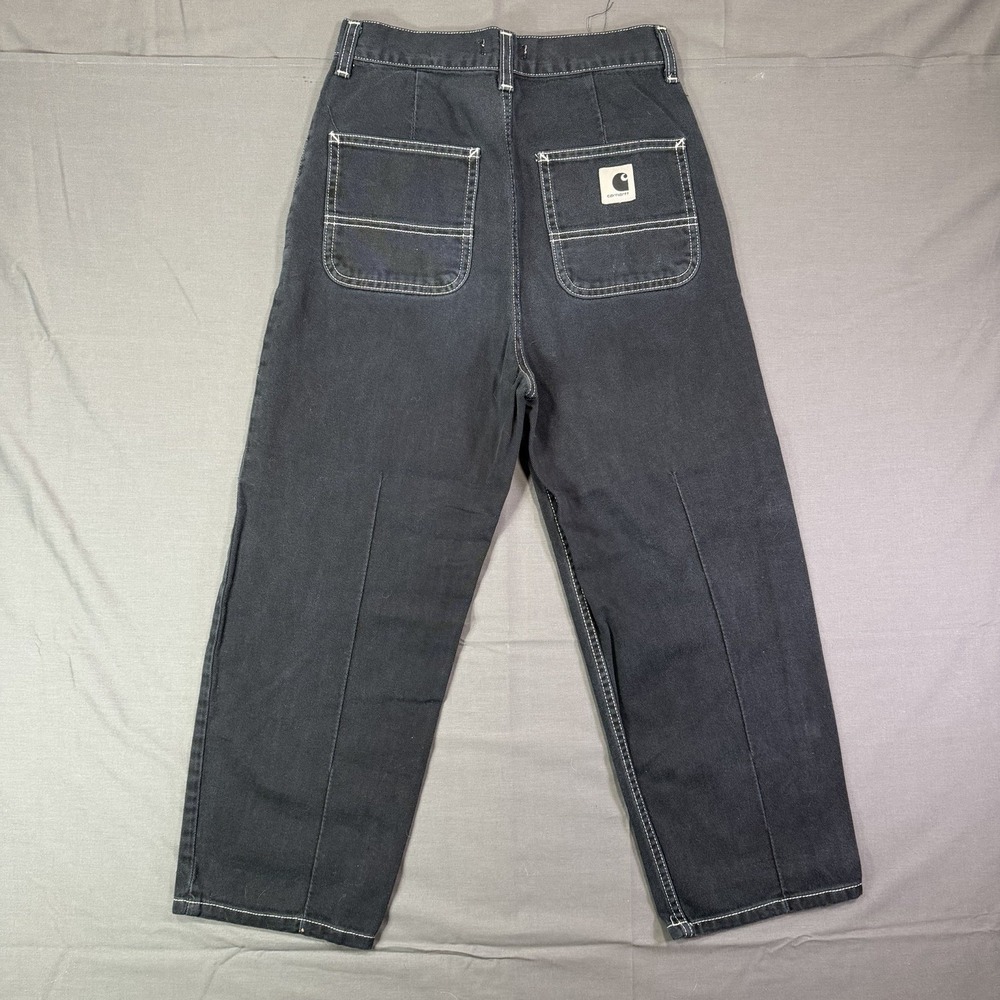 Carhartt WIP Armanda Pants Women's Size 24 White Black Relaxed Straight Jeans